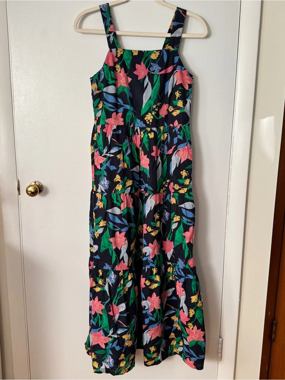 J. Crew Floral Tiered Cotton Maxi Dress w/ Pockets